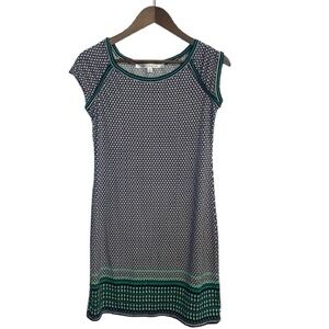 Max Studio Stylish Green & Black Patterned Dress Preppy Academia Career